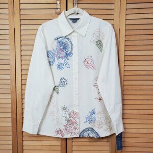 Koret Vintage Cream Nottinghill Blues Embroidered Shirt S